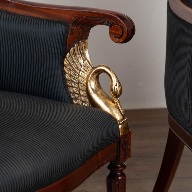 19th-Century Danish Mahogany Biedermeier Armchairs With Carved Swans For Sale - Image 10 of 18