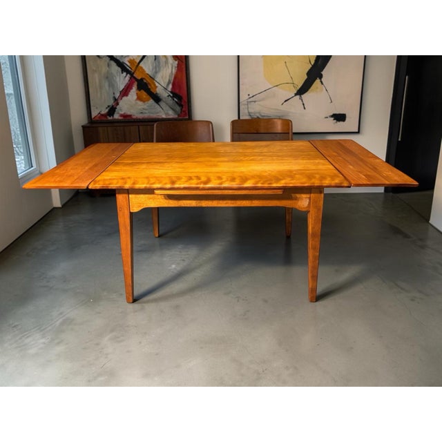 1950s 1950s Cushman Colonial Creations Draw Leaf Hard Rock Maple Dining Table For Sale - Image 5 of 11