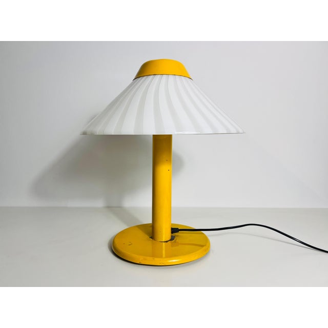 Mid 20th Century Heavy Yellow Metal and Glass Table Lamp, 1960s, Italy For Sale - Image 5 of 12