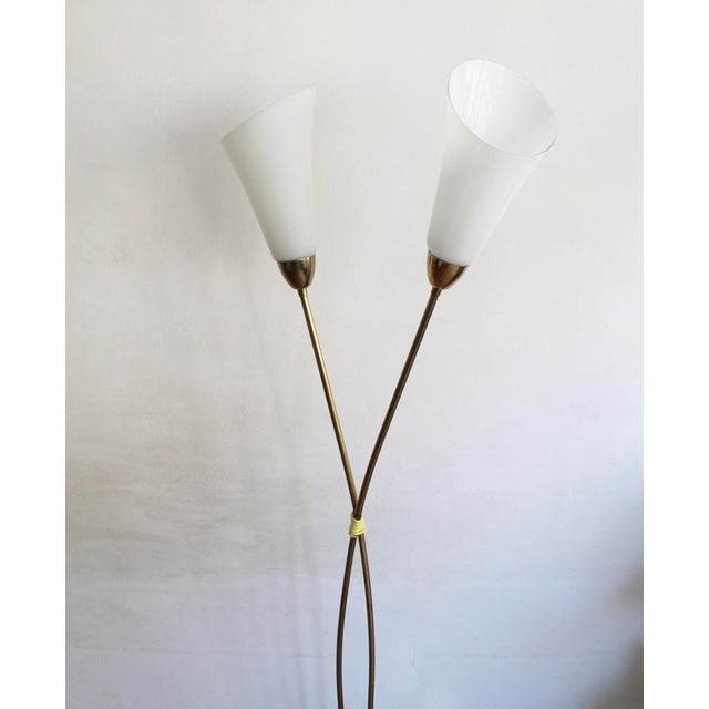 Sculptural Brass and Milk Glass Floor Lamp, Former Czechoslovakia, 1960s For Sale - Image 11 of 15