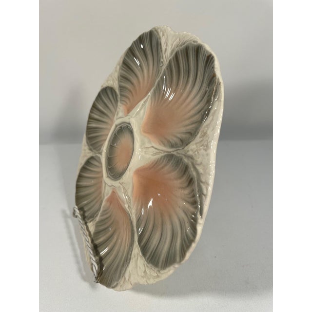 1920s Antique French Majolica Sarreguemines Oyster Plate, Circa 1920s For Sale - Image 5 of 10