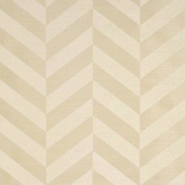 SAMPLE - Schumacher Staggered Chevron Sisal Wallpaper In Ivory For Sale