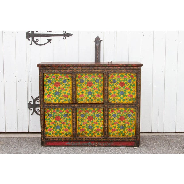 Antique Painted Floral Tibetan Cabinet For Sale - Image 12 of 12