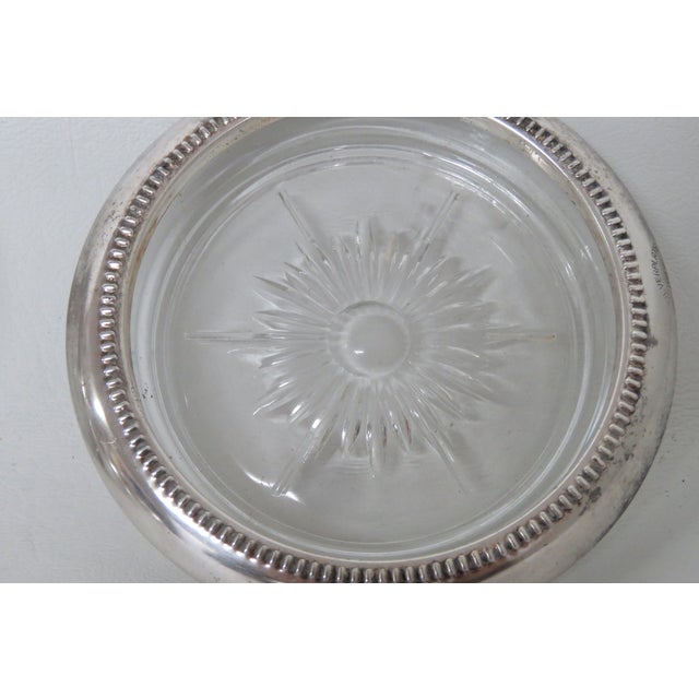 Metal Leonard Italy Silverplated Crystal Sunburst Star Glass Coasters Set of Six 4597b For Sale - Image 7 of 12
