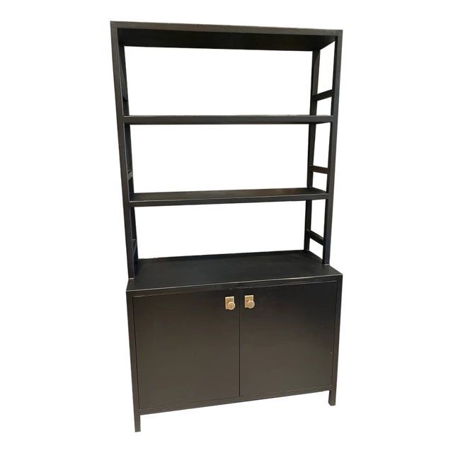 Black Faux Belgian Linen Storage Cabinet/Bookcase/Towel Cabinet For Sale