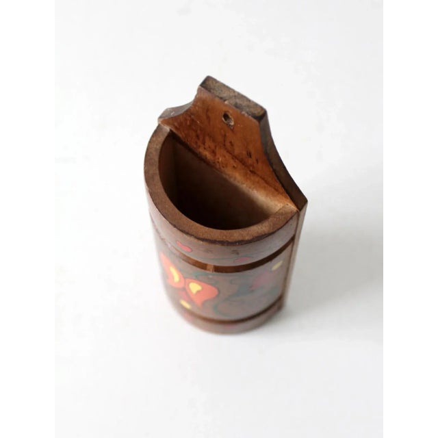 Vintage Folk Art Wall Pocket For Sale - Image 10 of 10