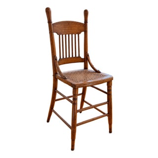 Antique Oak Child’s Youth Table Chair With Cane Seat, Circa 1900 For Sale