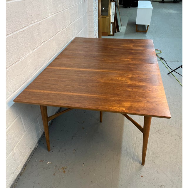 Mid 20th Century Tapered Walnut Expanding Leaf Table For Sale - Image 4 of 13