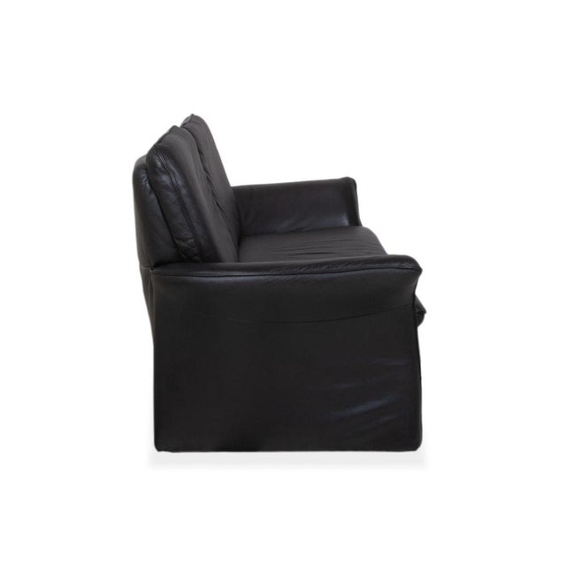 Black Three-Seater Sofa in Black Leather from Musterring For Sale - Image 8 of 11