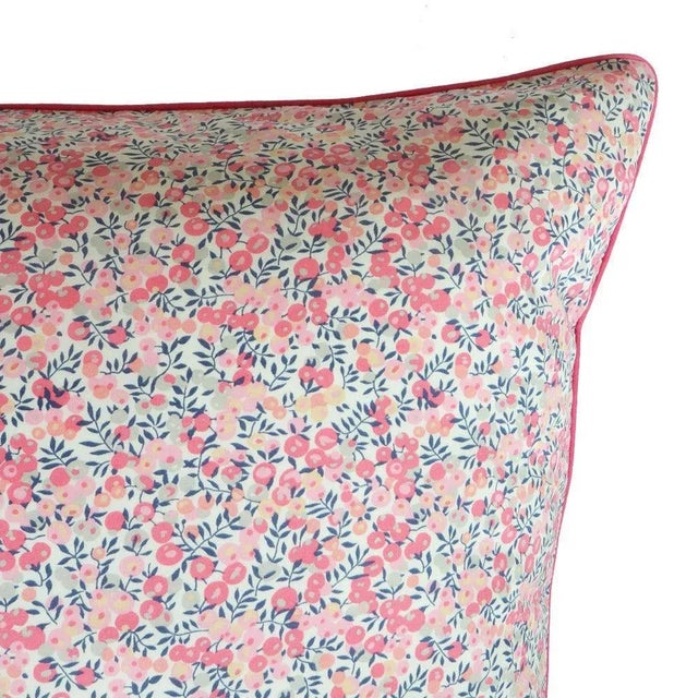 English Piped Edge Pillowcase Made With Liberty Fabric Wiltshire Pink For Sale - Image 3 of 6