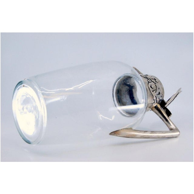 Glass Jug with Silver Neck and Lid with Application For Sale - Image 3 of 10