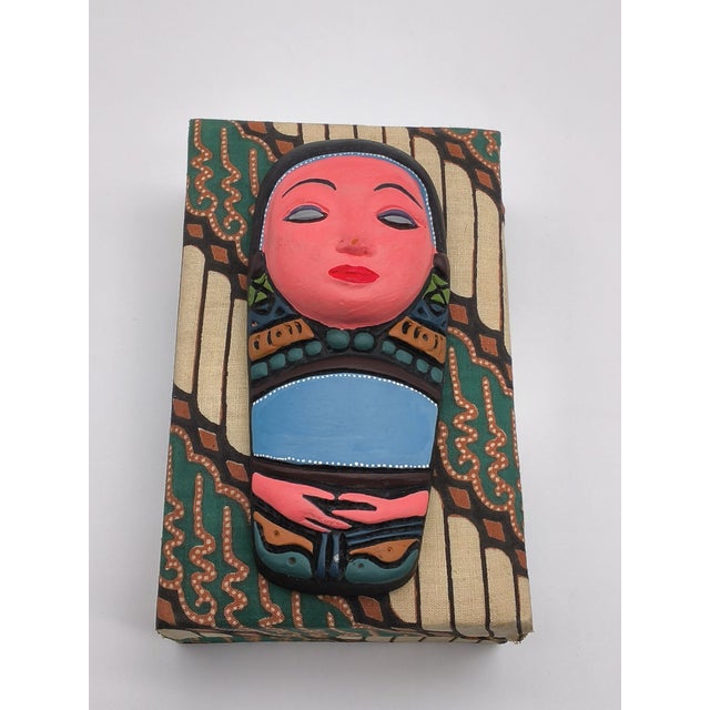 Vintage Female Menong Ceramic Mask Wall Art Keepsake For Sale In Portland, ME - Image 6 of 9