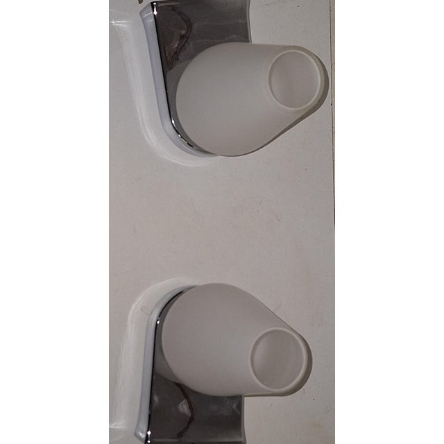 Vintage Wall Lamps with Chrome-Plated Plastic Bases and White Opal Glass Shades from Hoffmeister-Leuchten, 1980s, Set of 2 For Sale - Image 6 of 8