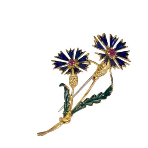 A sophisticated example of Italian Retro jewelry, this charming floral brooch is crafted in 18K yellow gold and accented...