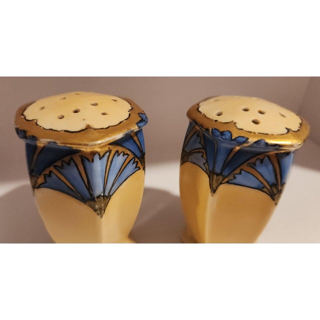 1900s Art Noveau Hand Painted Bluebell Salt & Pepper Shakers by Moritz Zdekauer, Austria For Sale - Image 16 of 17