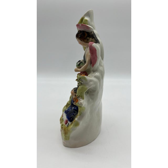 White Antique English Staffordshire Figure With Vase Circa 1860's For Sale - Image 8 of 11