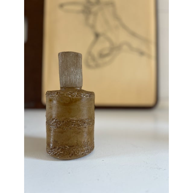 Vintage studio pottery vase with wonderful textures, signed 1980. dimensions: 7”t x 3”w