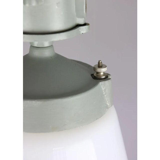 Vintage Industrial Opaline Glass Pendant Lamp, 1970s For Sale - Image 4 of 13
