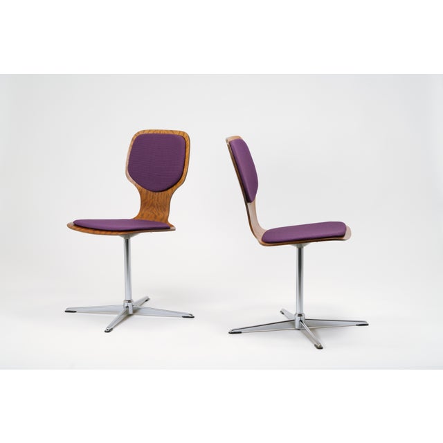 Mid-Century Mahogany Pagholz and Chrome Swivel Dining Chairs from Tacke Sitzmöbel, Germany, 1960s, Set of 2 For Sale - Image 4 of 13