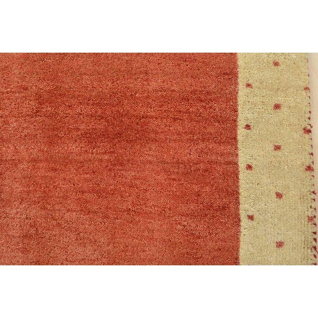 Textile Gabbeh Rug 2’8” X 3’11” Red Wool Contemporary Hand-Knotted Carpet For Sale - Image 7 of 10