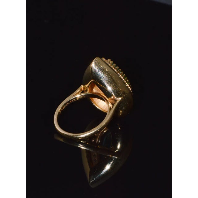 Green GIA Certified Natural 6.46CTS VS F Diamond Emerald 18K Solid Gold Halo Domed Ring, size 7 For Sale - Image 8 of 10