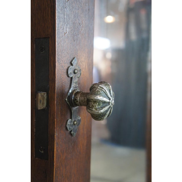 Early 20th Century Early 20th C. Reclaimed Spanish Revival Oak Mirrored Bedroom Closet Door For Sale - Image 5 of 13