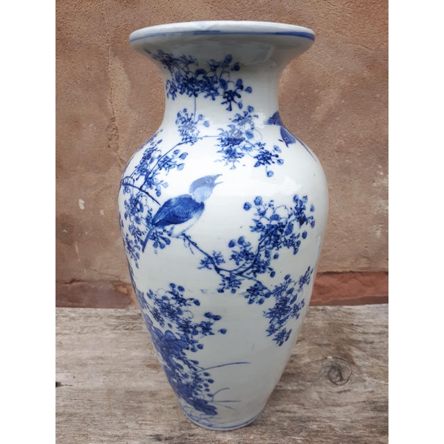 Japanese Blue and White Porcelain Vase, Japan For Sale - Image 10 of 14