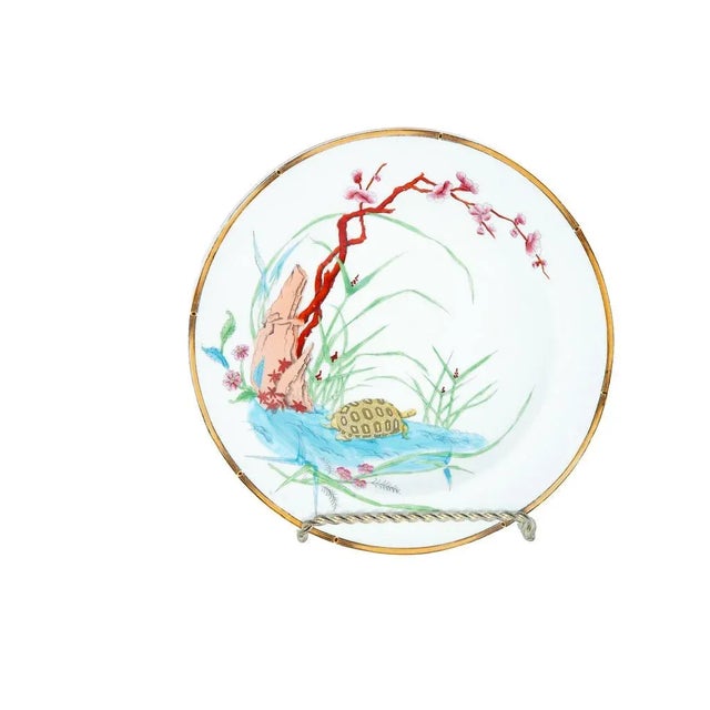 A set of (10) 19th century chinoiserie coral 10"D soup dishes. Would look great in Chippendale style home.