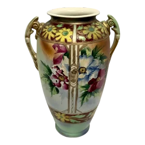 Vintage Hand Painted Made in Japan With Gilt Handles Vase