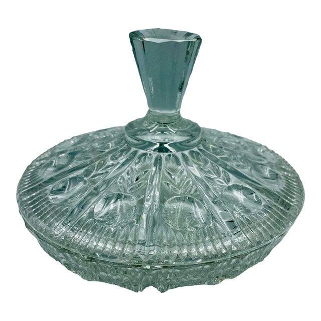 Mid 20th Century Low Profile Crystal Candy/Trinket Dish With Lid For Sale