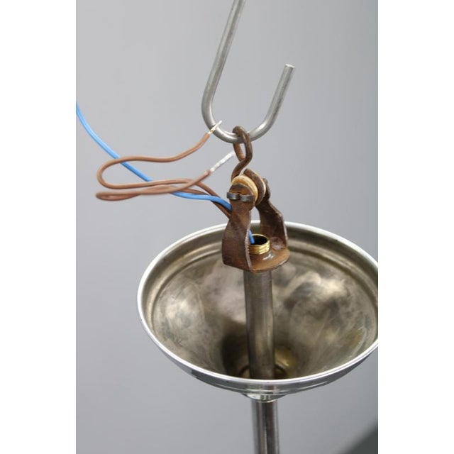 Vintage Art Deco Chrome Pendant Light with Cream Opaline Glass Shades, 1930s For Sale - Image 11 of 13