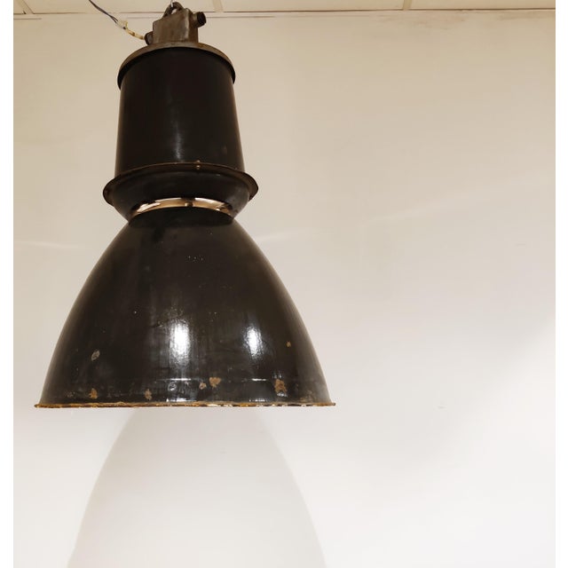 Large Industrial Enamel Lamp, 1950s For Sale - Image 9 of 11