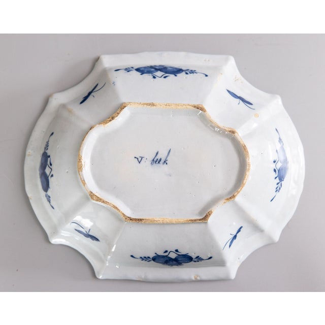 Rare 18th Century Dutch Delft Faience Floral Patterned Lobed Dish Bowl For Sale - Image 11 of 12
