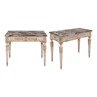 Antique Italian Painted Consoles, Faux Marble, Hand-Painted For Sale