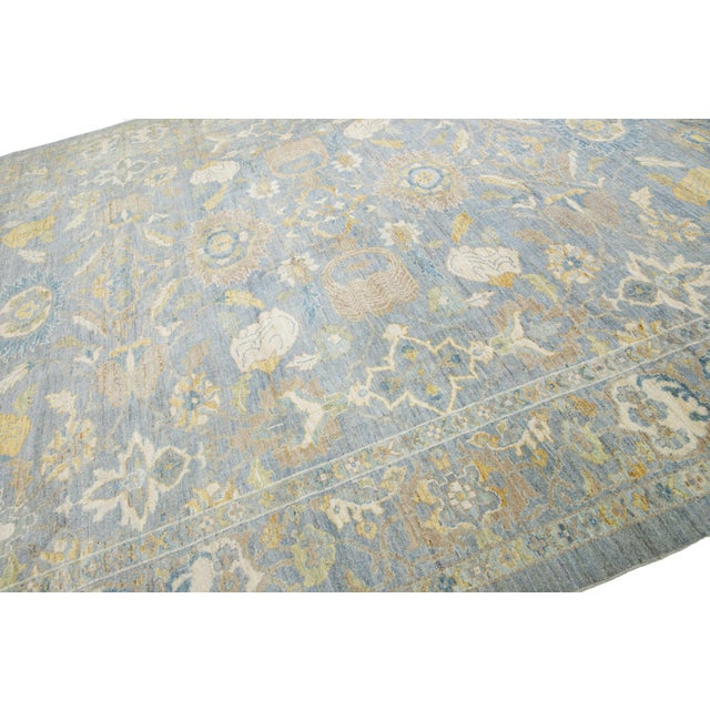 Apadana's Modern Designed Sultanabad Room Size Wool Rug Handmade in Blue For Sale - Image 10 of 10