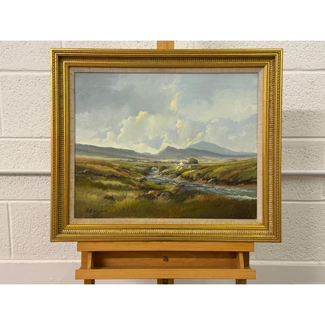 Painting of Mountain Cottages by River in Ireland by 20th Century Irish Artist 1990 Circa For Sale - Image 11 of 18