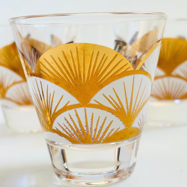 Gold Mid Century Gold Fan Shot Glasses - Set of 5 For Sale - Image 8 of 9
