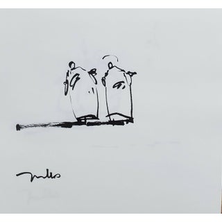 Contemporary Minimalist Figurative Ink Drawing from the Saint Series by Jose Trujillo For Sale