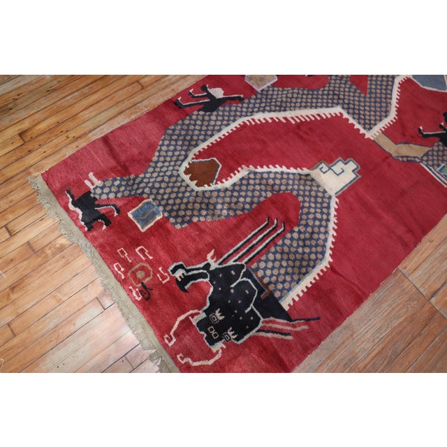 Red Dragon Chinese Vintage Rug - 4' x 7' For Sale - Image 17 of 18
