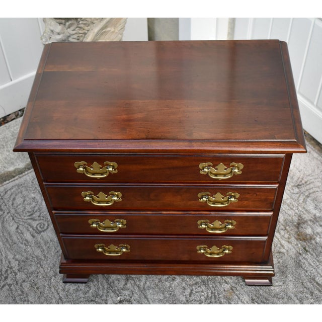 Vintage Small Four Drawer Traditional Style Solid Cherry Bachelors Chest For Sale - Image 4 of 12