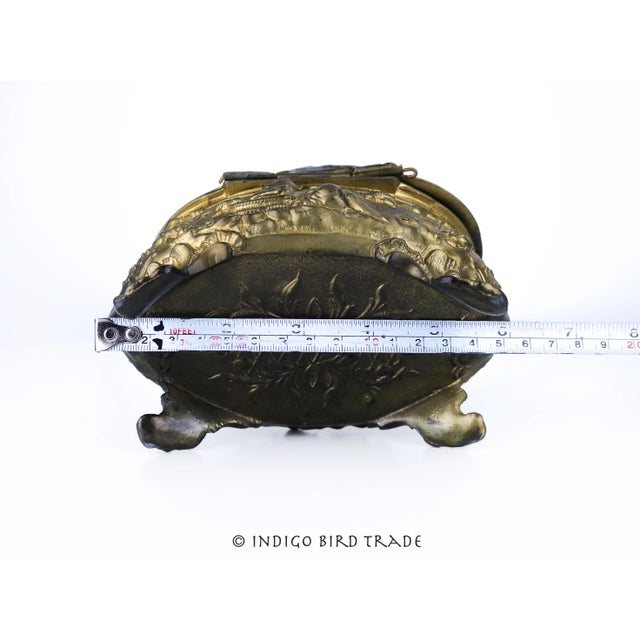 19th Century French Gilt Bronze Jewelry Box Casket With Cherub and Birds For Sale - Image 12 of 12