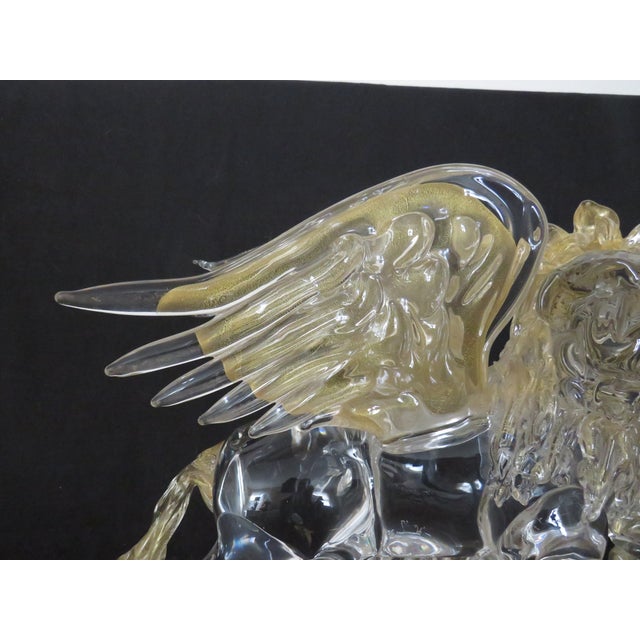 Large Murano Glass the Winged Lion of St. Marco Sculpture Signed Mario Badioli Venetian Italian Gold Flecks 1987 For Sale In Providence - Image 6 of 10