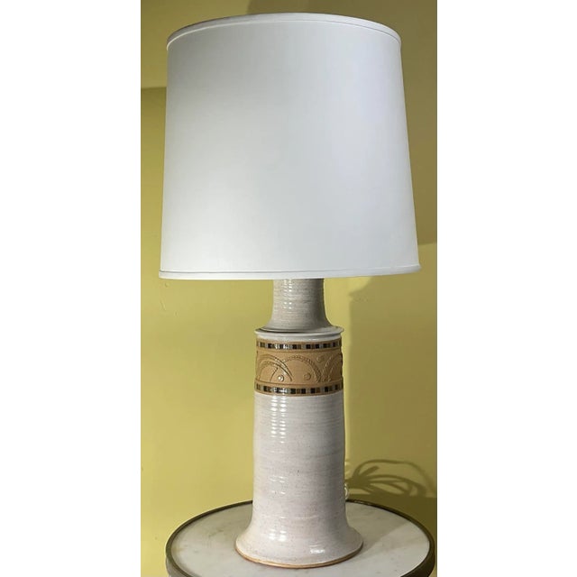 Midcentury Signed Ceramic Table Lamp For Sale - Image 4 of 11