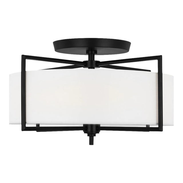 Chapman & Myers By Visual Comfort Studio Perno 3-Light Large Semi-Flush Mount in Aged Iron For Sale