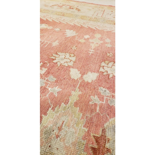Antique Oushak Carpet, Handmade Turkish Oriental Rug, Beige, Coral, Soft Colors For Sale - Image 11 of 18