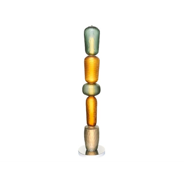 Murano Glass Style Totem Floor Lamp, Chrome For Sale In San Francisco - Image 6 of 8