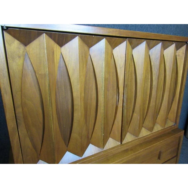 Mid 20th Century Vintage Sculpted Walnut Highboy For Sale In New York - Image 6 of 11