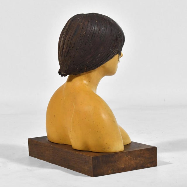 Wood Frank Gallo Female Bust Sculpture For Sale - Image 7 of 12