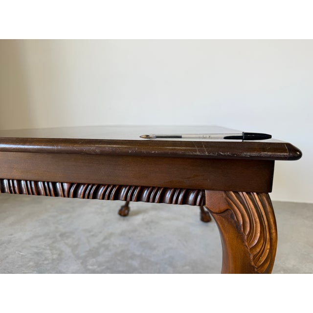 Vintage Georgian Style Carved Mahogany Wood Coffee Table With Claw Feet For Sale - Image 13 of 18