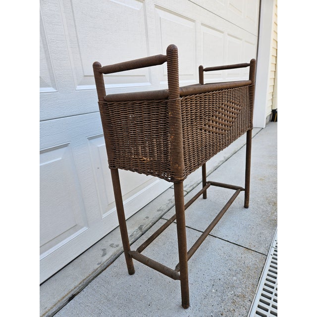 Wood 40s Wicker Window Box Planter Spindle Legs For Sale - Image 7 of 13